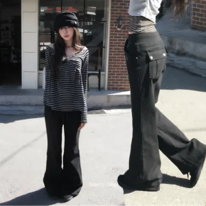 Women's High Waist Flared Denim Pants