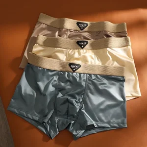 Men's Ice Silk Boxer Briefs Breathable Solid Color Mid