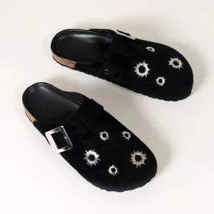 Black Birkenstock sandals Wear Lazy Toe-Toe Slippers Versatile Casual Shoes