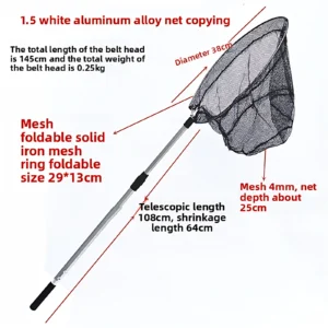 Aluminum alloy folding three-section fishing net