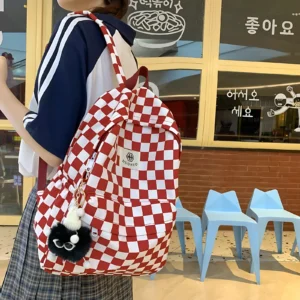 Women’s vintage checkered school backpack