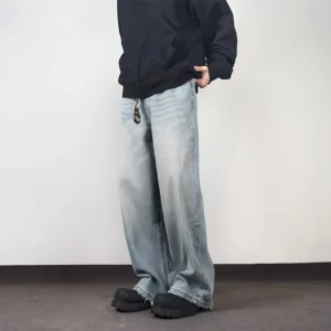 Loose and Casual Men's Streetwear Brand Straight-leg D