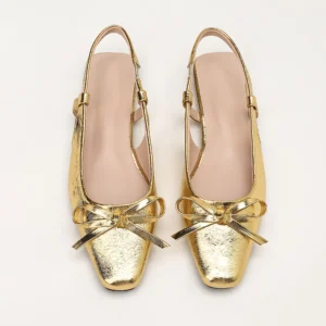 Womens French Style Gold Flat Sandals Closed Toe Mary Jane Shoes