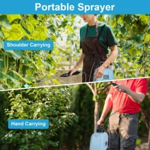 5L 1.32Gallon Battery Operated Water Sprayer Portable Garden Sprayer Electric Sprayer With Rechargeable Handle Telescopic Wand 3 Spray Nozzles Shoulder Strap For Lawn Garden