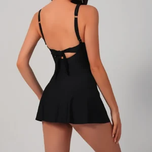 Women’s V-neck back-belted figure-hugging one-piece swimming suit