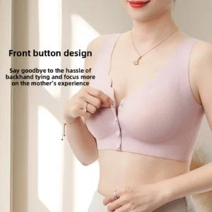 Womens Ice Silk Traceless Vest Bra Front Buckle Gathering Underwear