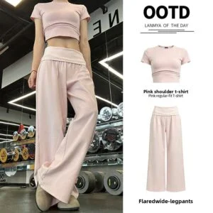 Women's Sportswear Set with Wide-Leg Pants