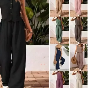 Women's Sleeveless Vest and Pants Set