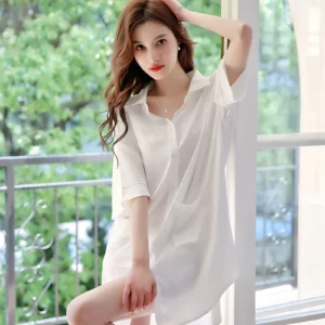 Shirt-style Nightgown Thin Loungewear