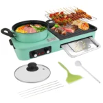 3 in 1 Electric Pot with Grill 1600W Smokeless Non-Stick Kor
