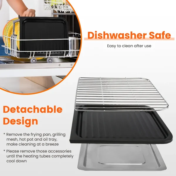 3 in 1 Electric Pot with Grill 1600W Smokeless Non-Stick Kor