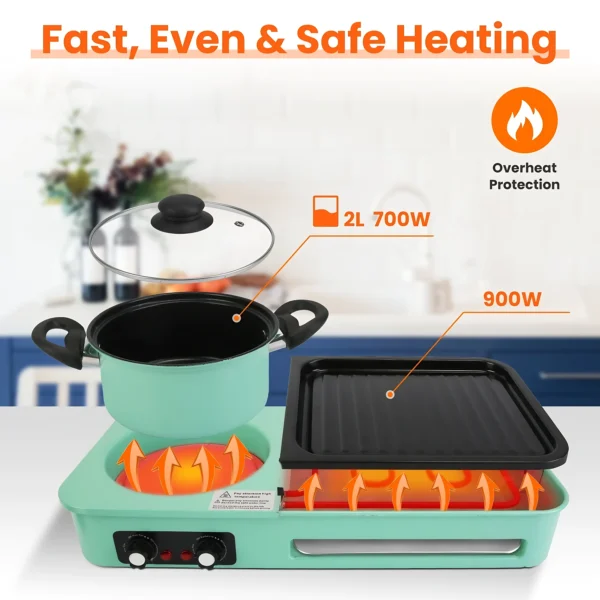 3 in 1 Electric Pot with Grill 1600W Smokeless Non-Stick Kor