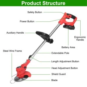 1Set Electric Cordless Grass Trimmer With 2 Alloy Saw Blades 2 Alloy Blades 10 Plastic Blades 2 Rechargeable Batteries Goggles Gloves Auxiliary Handle Fedex Shipping