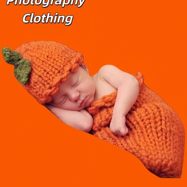 Newborn Pumpkin Photo Sleeping Bag and Hat Set