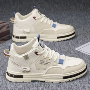 Men's Breathable White High-Top Sneakers