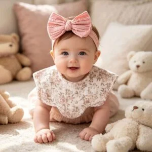 Cotton Baby Bib and Headband Set
