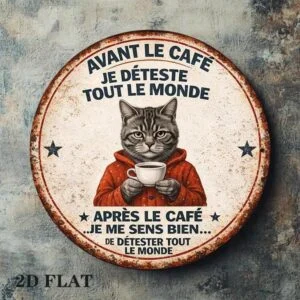 8X8In Vintage French Lover Cat Round