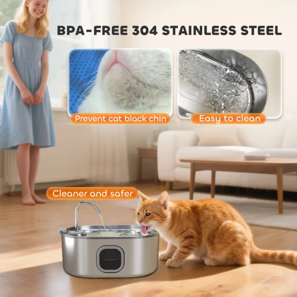 oz./7L Stainless Steel Cat Water Fountain with Filters
