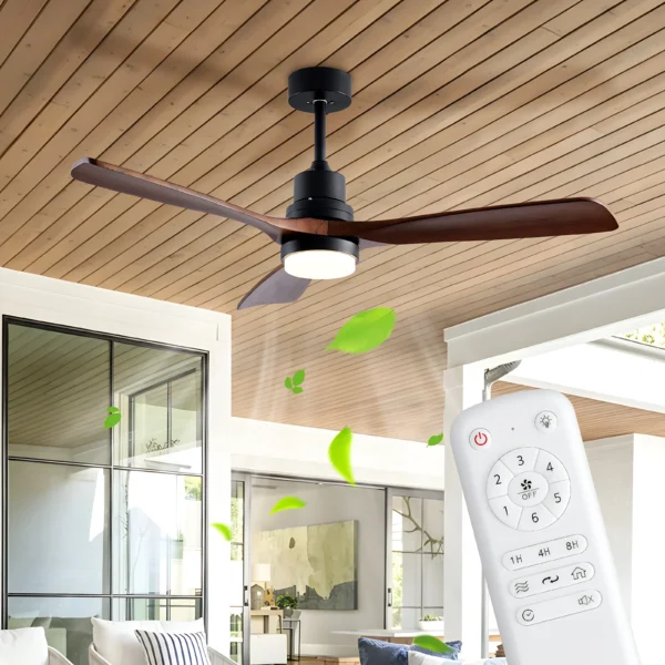 52″ Wooden Ceiling Fans with Lighted Remote Control