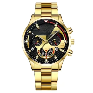 Men’s Steel Belt Calendar Quartz Watch with Luminous Display