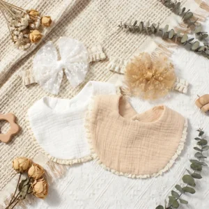 Baby Cotton Bib and Headband Set