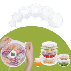 Kitchen Microwave Food Cover with 6 Silicone Lids