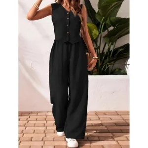 Women’s Sleeveless Vest and Pants Set