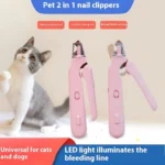 2 in 1 Pet Nail Clippers with Led Light Dog Cat Special Bloo