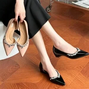 Women's Rhinestone Pointed-Toe Cutout Shoes