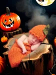 Newborn Pumpkin Photo Sleeping Bag and Hat Set