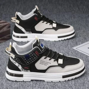 Men's shoes: Breathable high-top white sneakers
