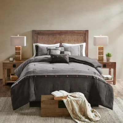 7 Piece Faux Suede Comforter Set