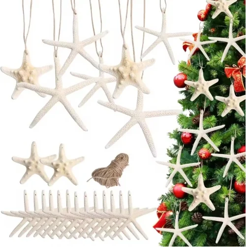 15pcs 2.3-4.3 Inch Starfish Hanging Christmas Tree Ornaments