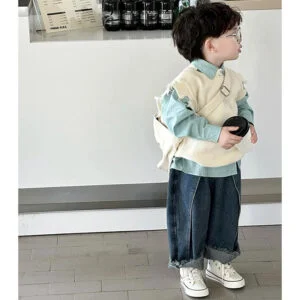 Boys Distressed Sweater, Shirt and Jeans 3-Piece Set