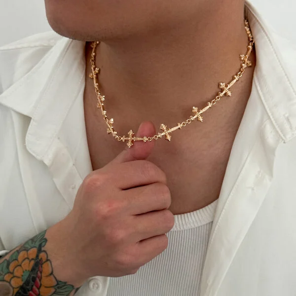 Men’s Cross Pendant Alloy Necklace