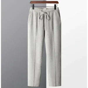 Men’s Wool Knit Pants Casual Loose Straight Fit Trousers