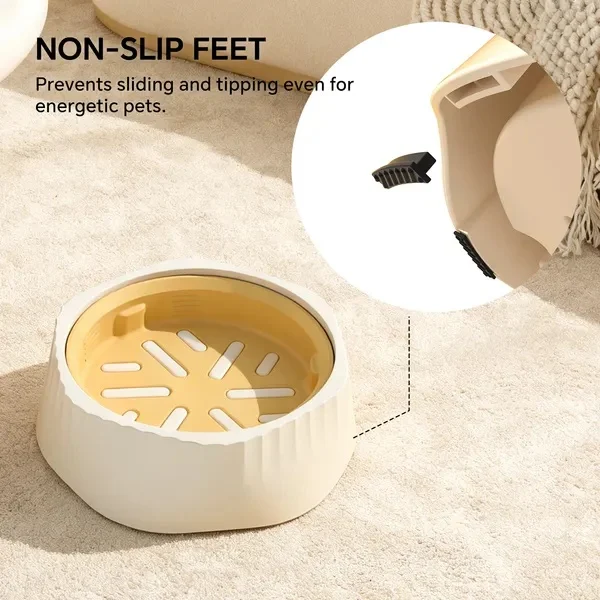 2-in-1 Dual Mode Large Plastic Cat Slow Feeder Bowl, Switchable Fast&Slow Feed