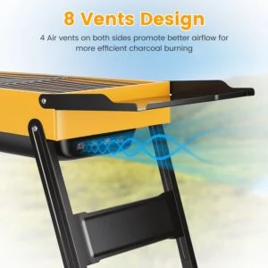 1Pc Portable Folding Charcoal Grill Stainless Steel Camping BBQ Grill With Side Panels Compact Tabletop Barbecue Grill With