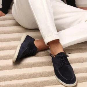 Men’s Suede Lace-Up Loafers Low Heel Casual Shoes