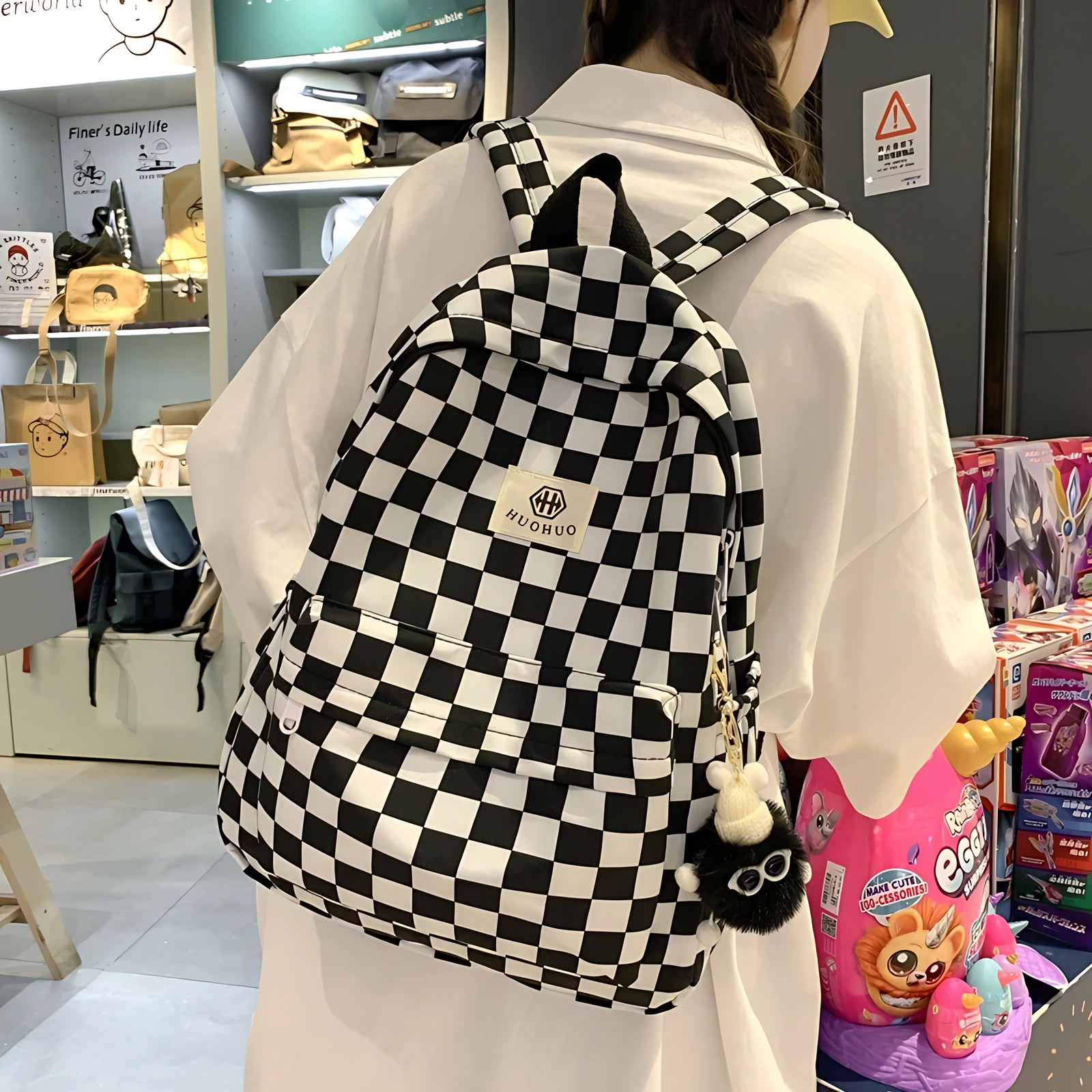 Vintage Plaid Laptop School Backpack for Women
