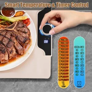 Food Warming Mat 23.6X15.8In 300W Fast Heating Electric Silicone Food Warmer With 14 Temp Levels 10Hrs Timer Settings Roll-Up Portable Hot Plates Heat Pad For Parties Buffet