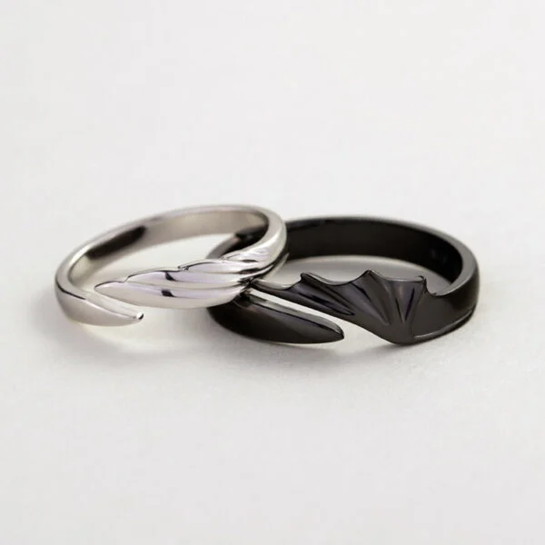 Devil Angel Couple Open Ring Set