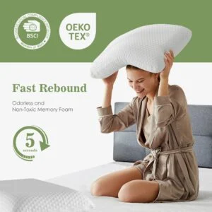 Memory Foam Pillow, Detachable Washable Pillowcase, Odorless, Ergonomic Pillow, Full Sleeping Position, Cervical Support