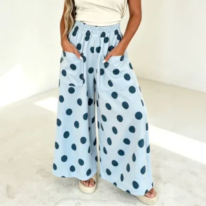 Elastic-waist Wide-leg Pants