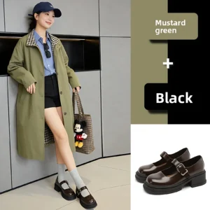 Womens Vintage Mary Jane Shoes Retro PU Leather Flat Loafers