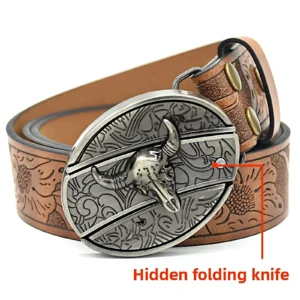 Men's Embossed Pattern Leather Belt