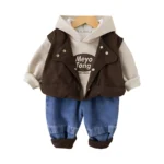 Boys Hooded Vest, Top and Trousers 3-Piece Set
