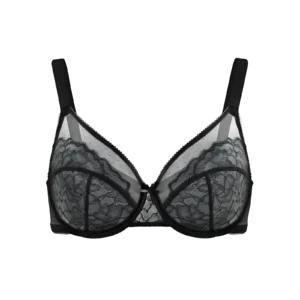 French-style lace bra, ultra-thin mesh gathering underwear