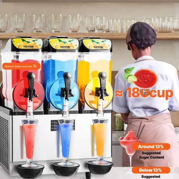 Commercial Slushy Machine 15Lx3 Tank Margarita Smoothie Frozen Drink Maker