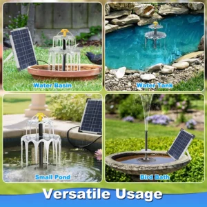 1Pc 3Tier Solar Bird Bath Fountain Solar Powered Water Fountain Waterfall Feature With Colorful Light 3 Nozzles 6W Solar Panel For Bird Bath Patio Yard Pond Garden